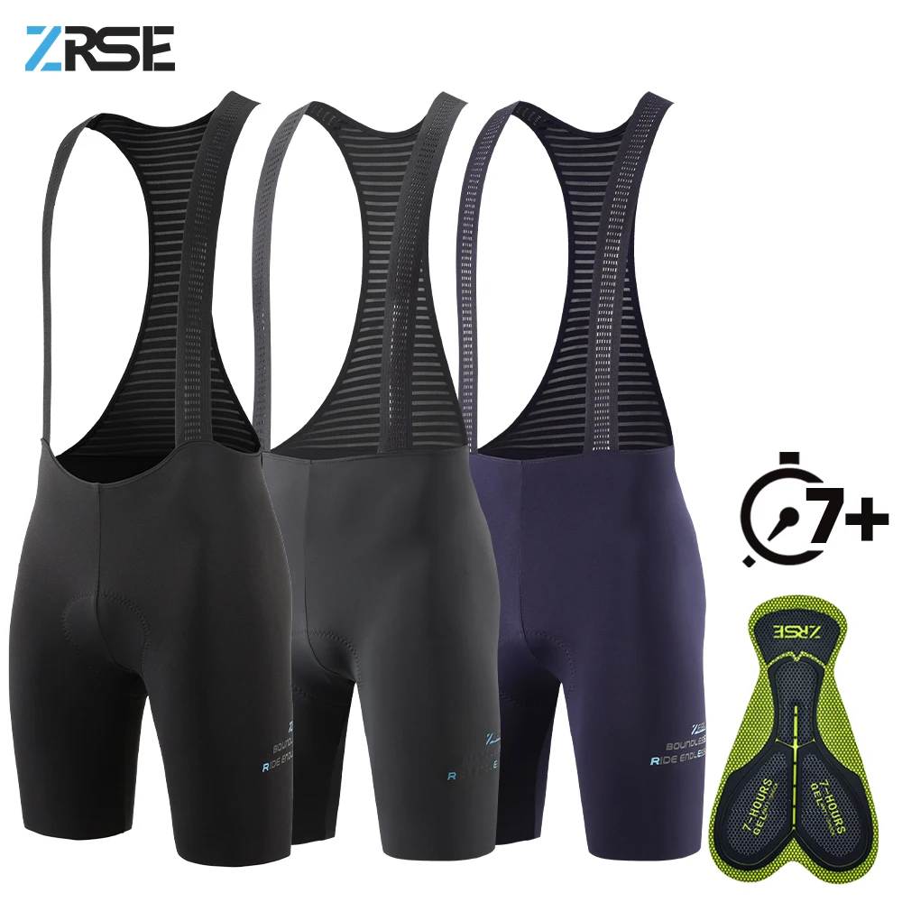 Herren-Radhose mit Trägern, nahtlos, für Outdoor-Aktivitäten, Fahrradtouren, 7 Stunden, gepolstert