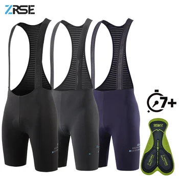 Herren-Radhose mit Trägern, nahtlos, für Outdoor-Aktivitäten, Fahrradtouren, 7 Stunden, gepolstert