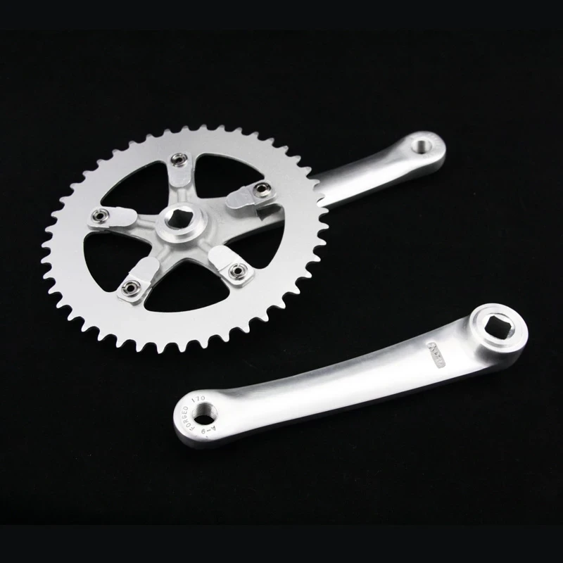 Single Speed Vintage Fahrradkurbelgarnitur Fixed Gear Silber Rennrad – Image 4