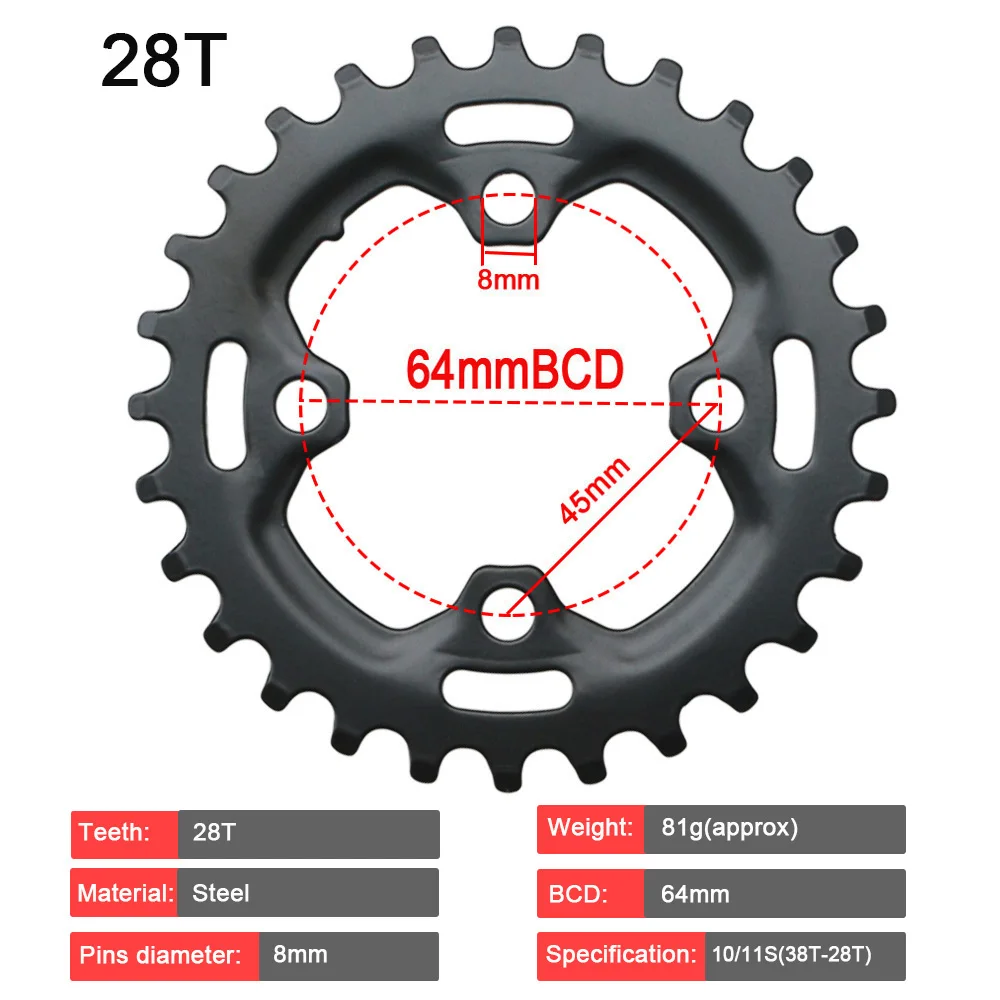 22/24/26/28T 64BCD MTB Kettenblatt Langlebiges Kettenrad 36/38T 104BCD – Bild 3