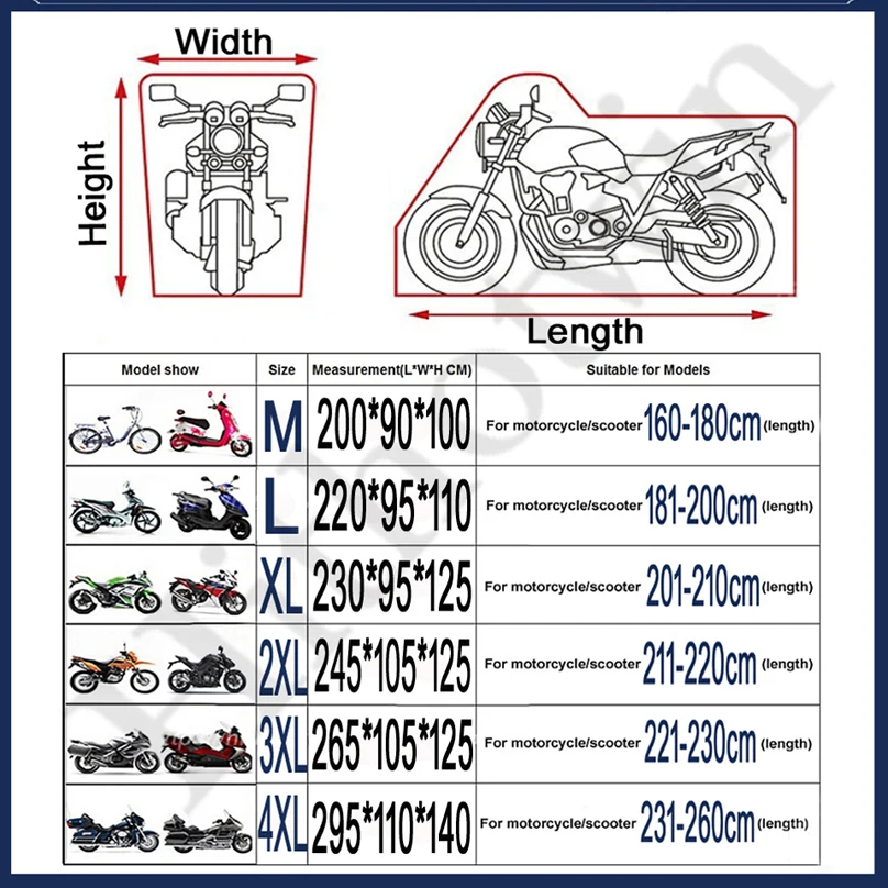 Motorrad-Wasserdichte Abdeckung Universeller Outdoor-Schutz – Image 5