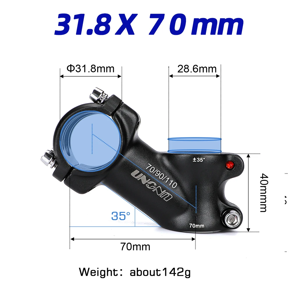 Fahrrad Vorbau Riser Aluminium Legierung Fahrrad Lenker Vorbauten Schwarz MTB Vorbau 35 Grad Für 25,4/31,8mm