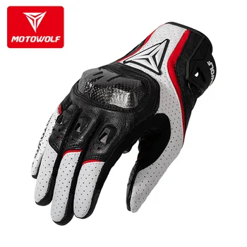 Motorrad Handschuhe Männer Leder Handschuhe Sommer Radfahren Motorrad Guantes Moto Motocross Fahrrad