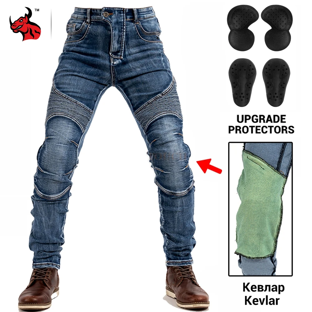 Sommer Männer Motorrad hose Aramid Moto Jeans Schutz ausrüstung Reiten Touring schwarze Motorrad hose blaue