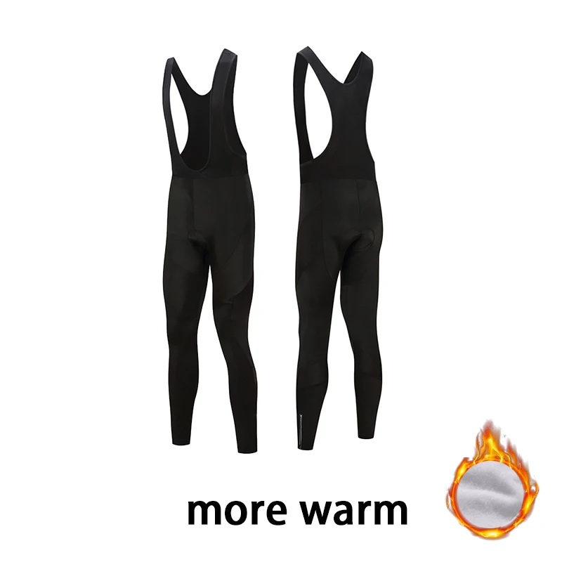 Winter-Radhose, klassische schwarze Thermo-Fleece-lange Trägerhose, Herren-Winter-Fahrrad-Reitshose