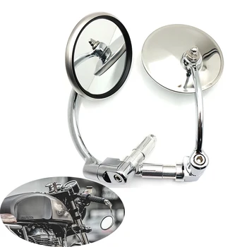 Motorrad Chrom Aluminium 7/8" 22mm Lenkerende Seitenrückspiegel Offroad Universal Cafe Racer Roller Offroad