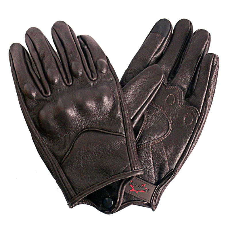 Motorrad Handschuhe Männer Touchscreen Braun Leder Elektrische Fahrrad – Bild 3
