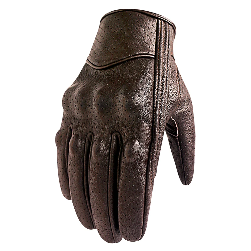 Motorrad Handschuhe Männer Touchscreen Braun Leder Elektrische Fahrrad – Bild 4