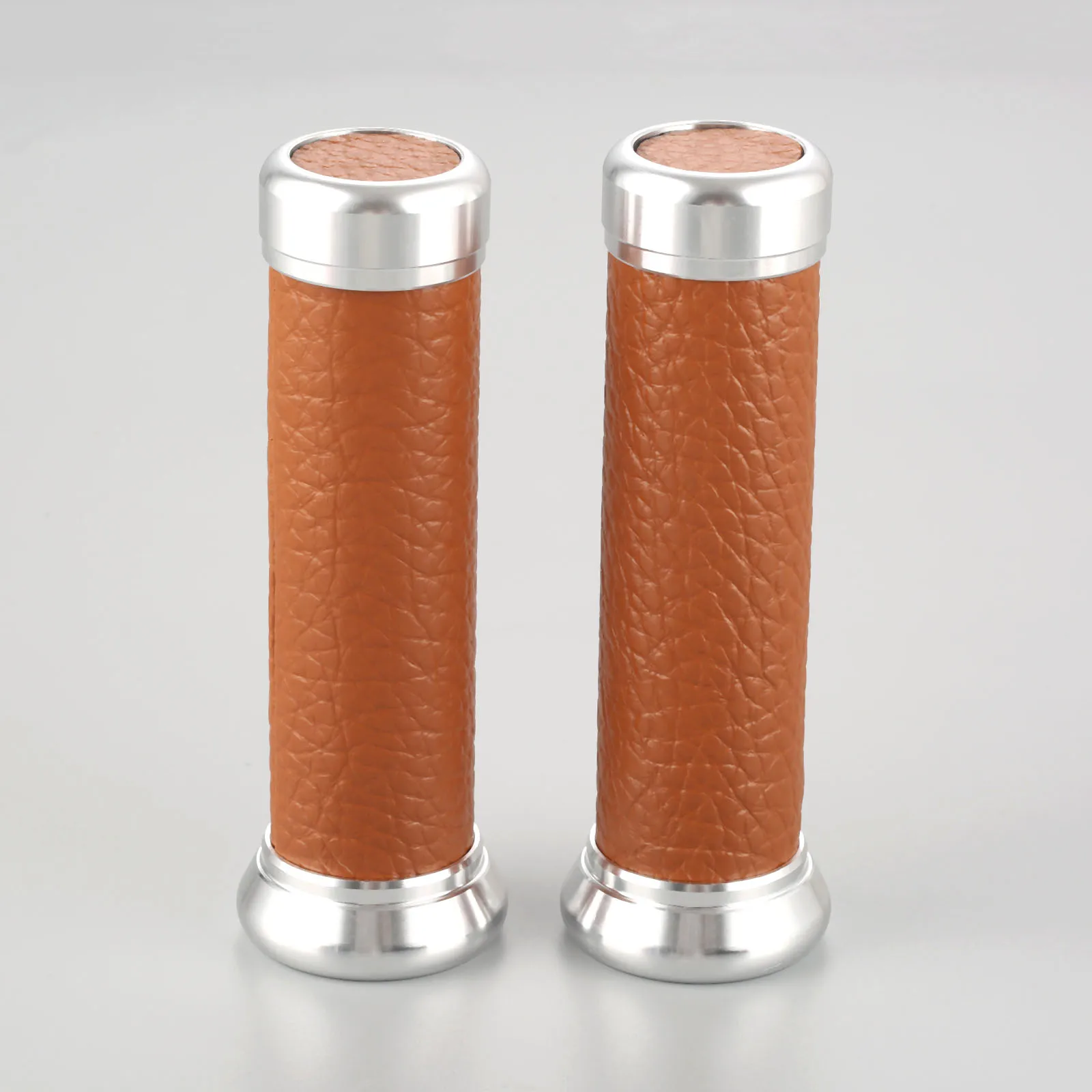 7/8 "22mm Vintage Motorrad Griff Griffe Aluminium Leder 22MM Roller Lenker Für Off-Road fahrzeuge (2 Stück)