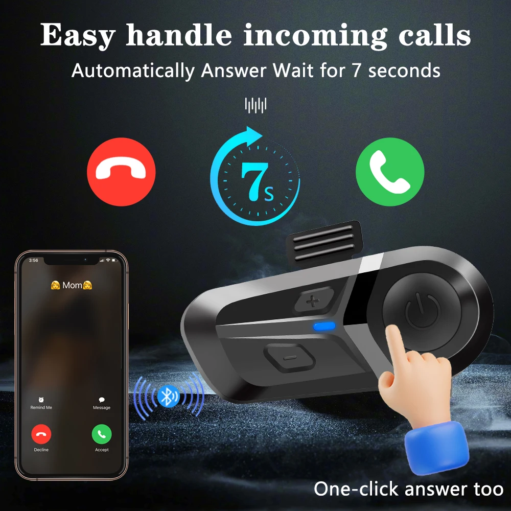 Bluetooth 5,3 Drahtlose Motorrad Helm Headset Freisprechen Anruf – Image 5