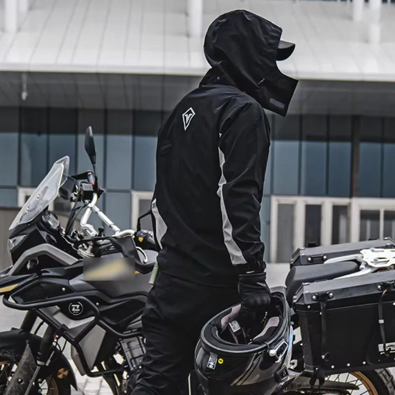 Wasserdichter Motorrad-Regenanzug - Ganzkörper-Regenmantel & Regenhose Set mit reflektierenden Streifen
