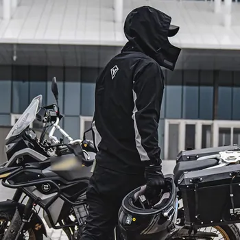 Wasserdichter Motorrad-Regenanzug - Ganzkörper-Regenmantel & Regenhose Set mit reflektierenden Streifen
