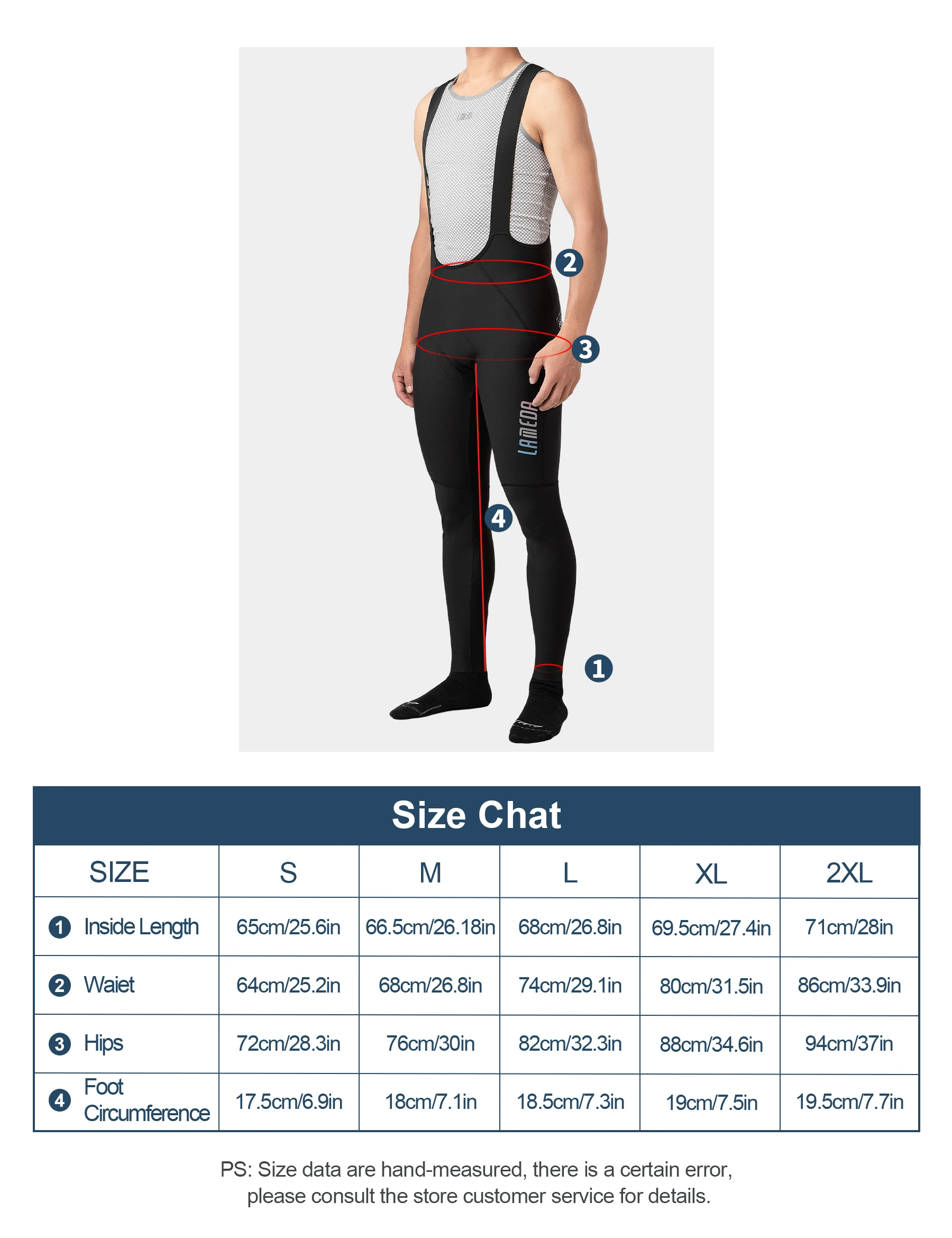 LAMEDA Herren Fahrradhose Gepolsterte Bike-Trägerhose Rennrad-Tights – Immagine 6