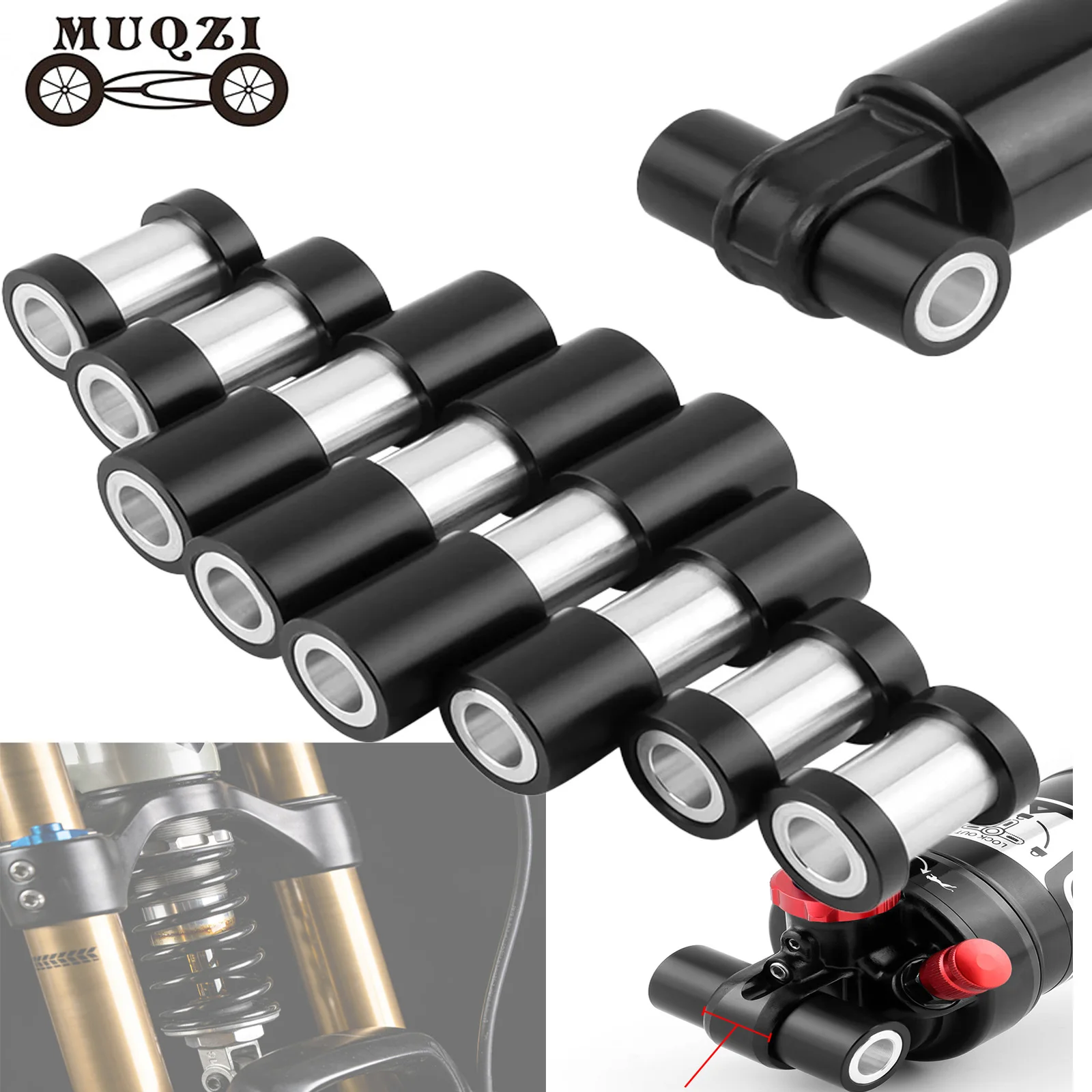 MUQZI Fahrrad-Hinterradfederung Stoßdämpfer DU-Buchse Unterlegscheibe ID 8mm OD 12mm MTB