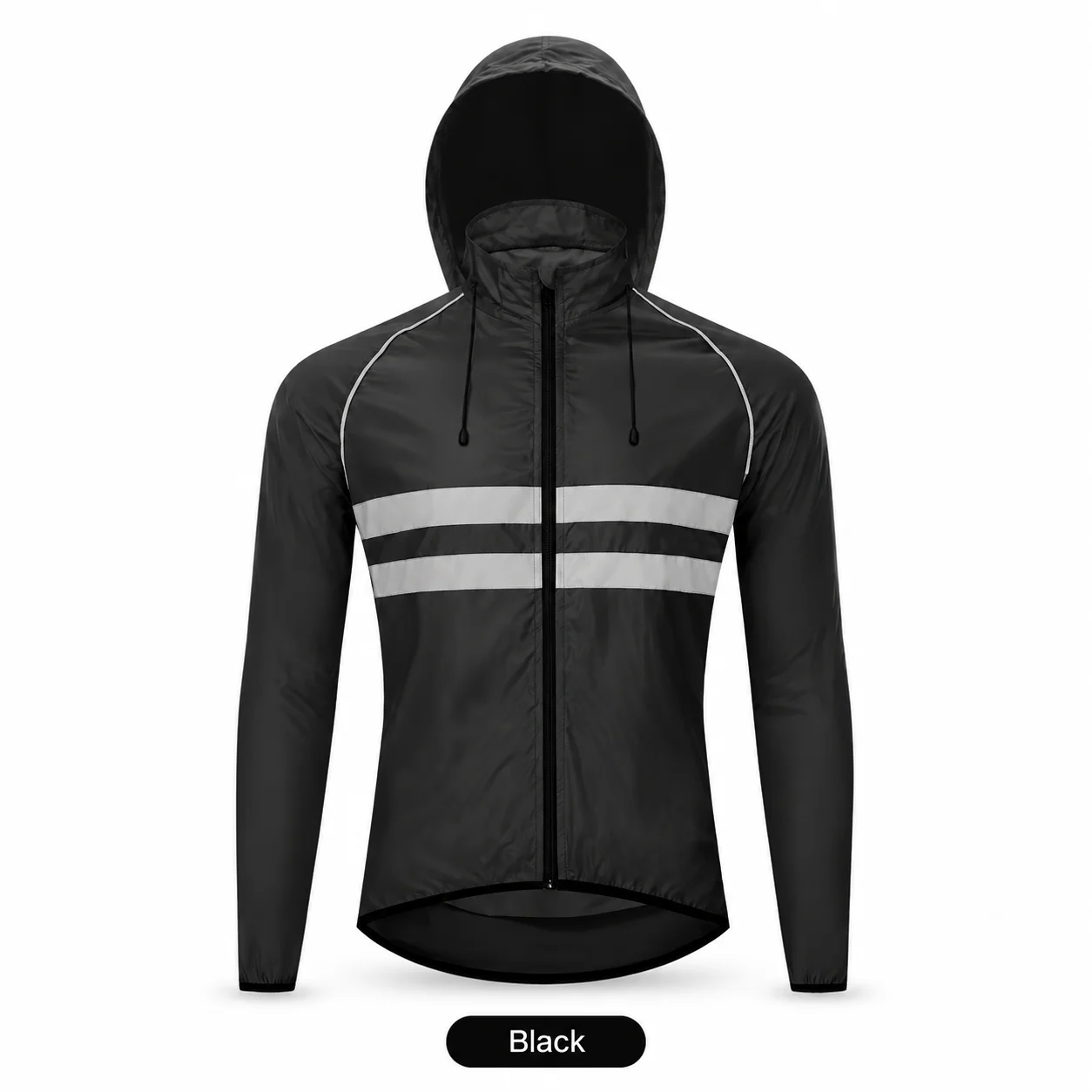 Herren Fahrradjacke Reflektierend mit Kapuze Winddicht Wasserabweisend Fahrrad-Windbreaker Leichte Packbare
