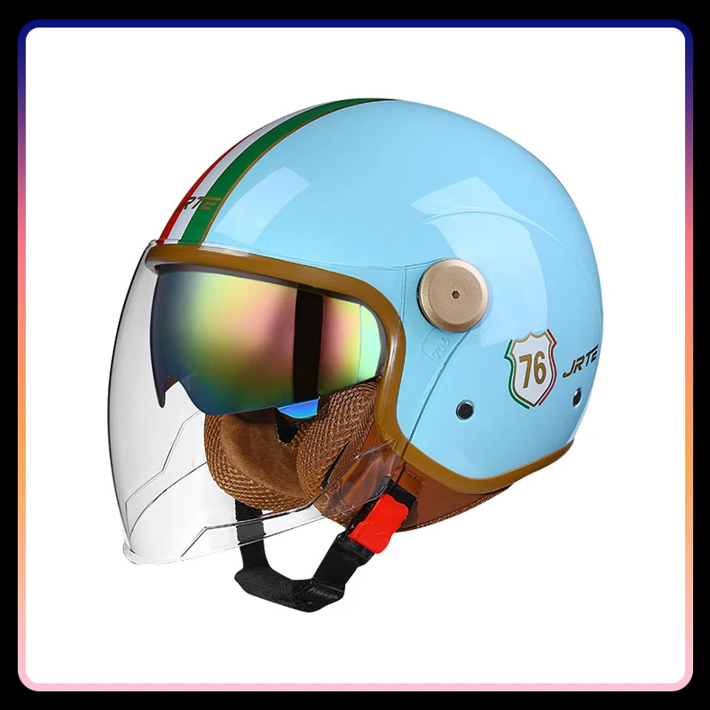 DOT ECE Open Face Helme Jet Moto Helm Dual Objektiv Retro Semi-open Helme Männer Frauen Motorrad Zubehör