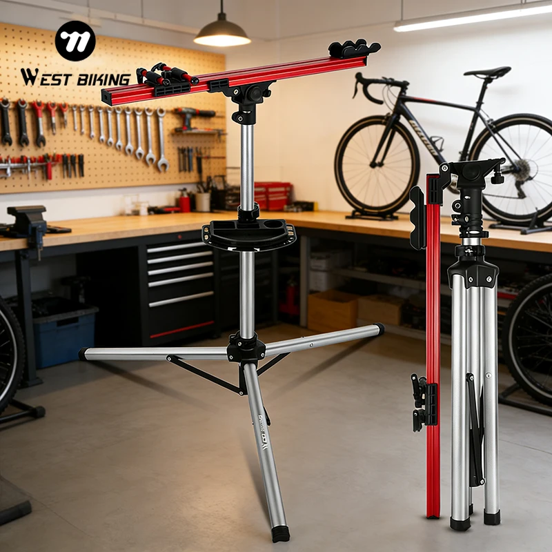 WEST BIKING Professioneller Fahrrad-Reparaturständer, MTB, Rennrad, Wartungswerkzeuge, verstellbar, faltbar