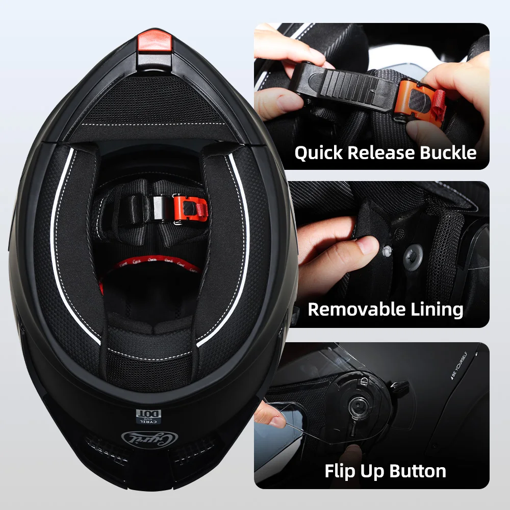Klapphelm für Motorräder, ECE-zertifiziert, für Männer und Frauen – Image 6