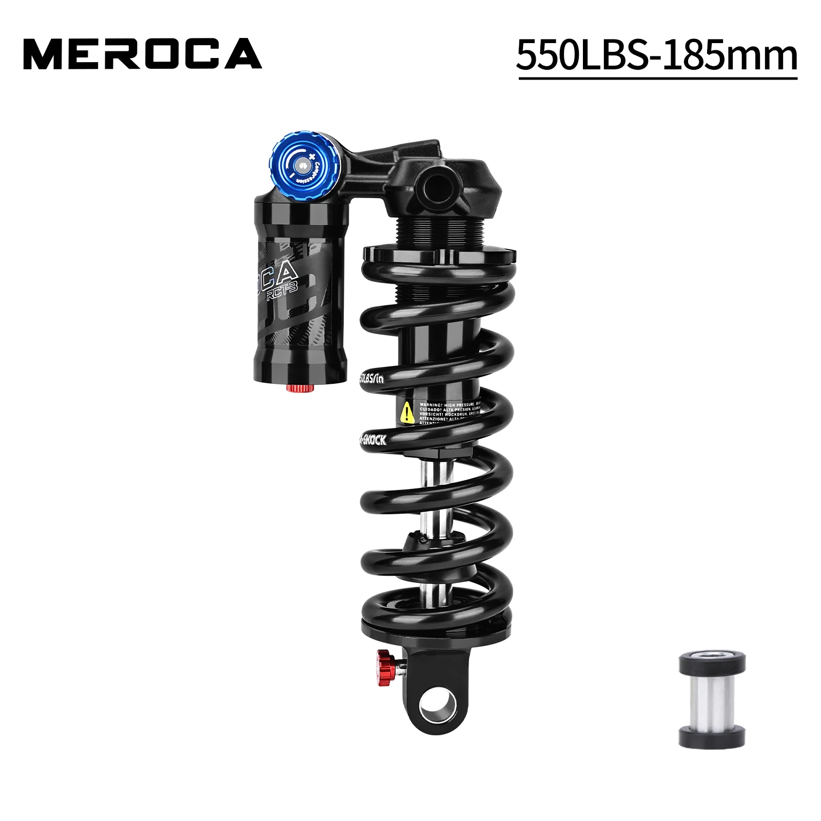 MEROCA RCT3 Fahrrad-Trunnion-Mount Hinterer Stoßdämpfer 185/205mm Spiralfeder-Stoßdämpfer 550LBS MTB Softtail