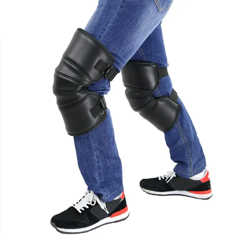 Motorrad Schutz Kneepad Motorrad Reiten Knie Pads PU Leder Motocross – Bild 4