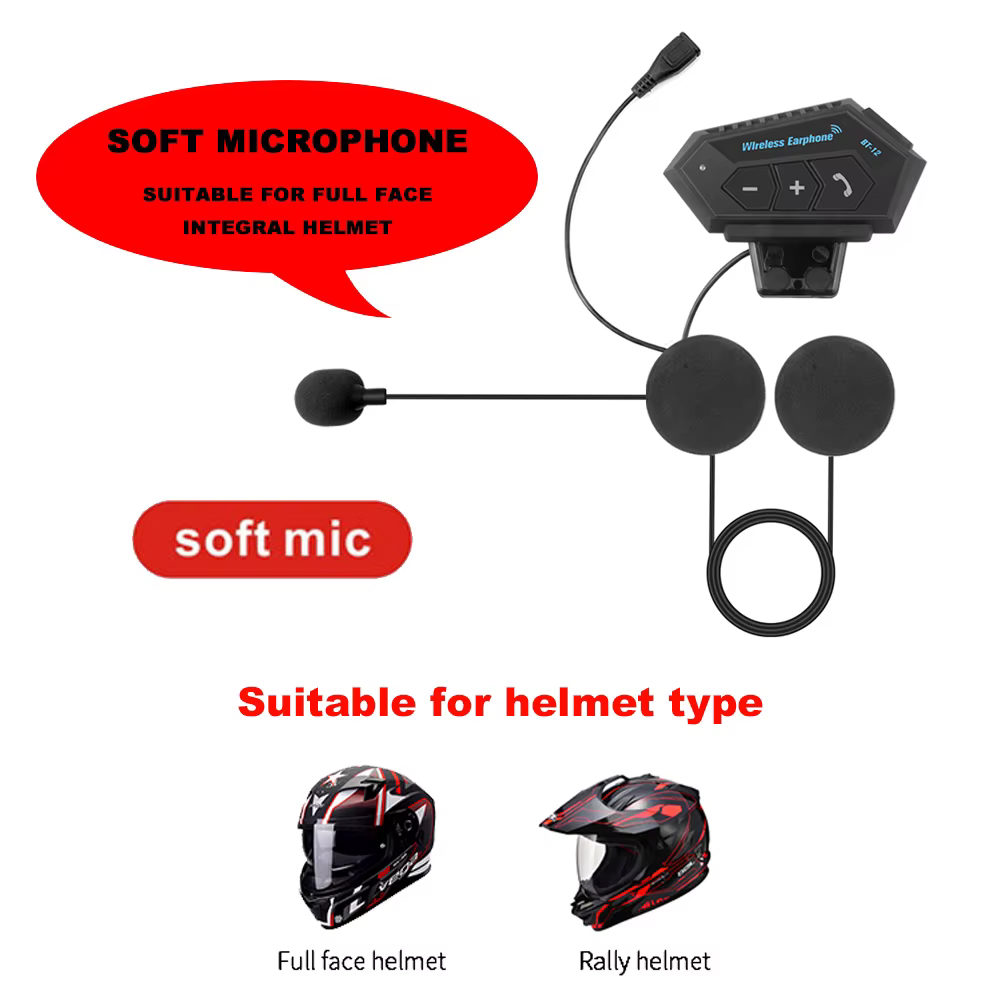 Motorrad Helm Headset Bluetooth Kopfhörer Drahtlose Freisprecheinrichtung Mikrofon Kopfhörer Musik Player