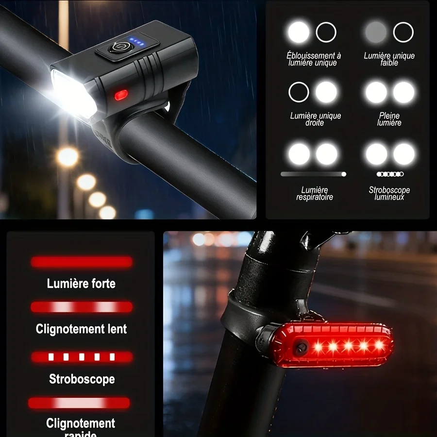 Vorderes Fahrradlicht USB-Aufladbar mit Leistungsanzeige – Bild 3