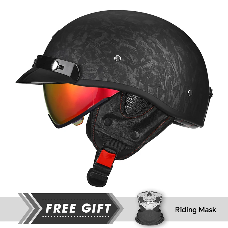 Eingetroffen Retro Half Face Motorradhelm DOT ECE Halbmotorradhelme Herren Damen Unisex Low Profile Halbhelm