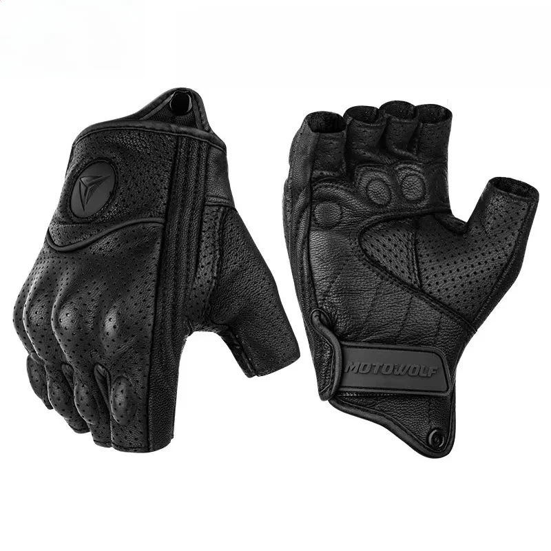 Motorrad-Fingerlose Handschuhe Winter Sommer Motocross Schutzausrüstung Touchscreen-Handschuhe Leder