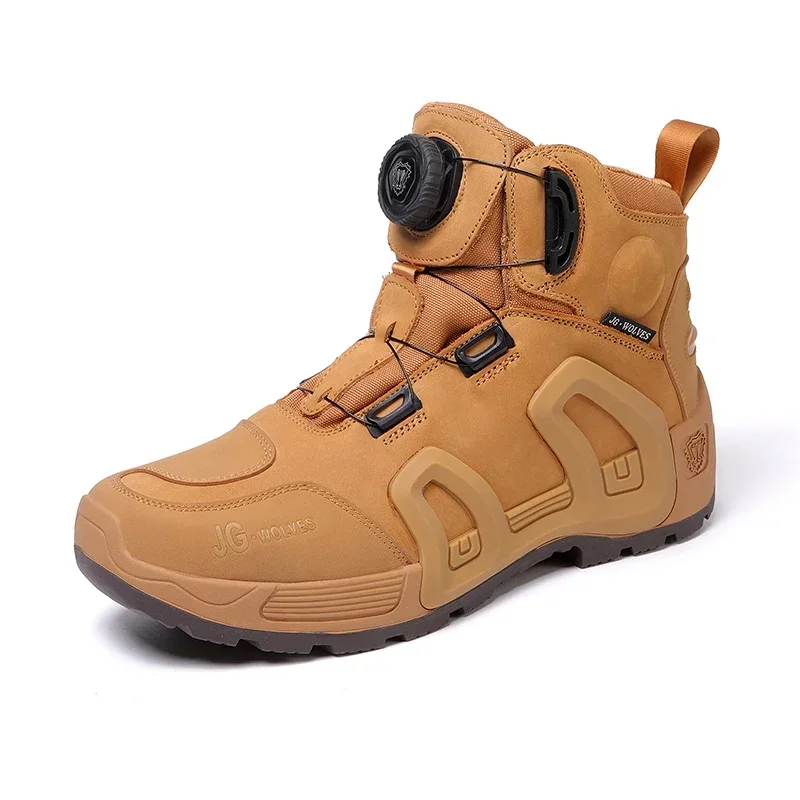 Herren Motorradstiefel Wasserdicht Rindsleder Atmungsaktiv Rutschfest Verschleißfest Straßen-Moto-Schuhe