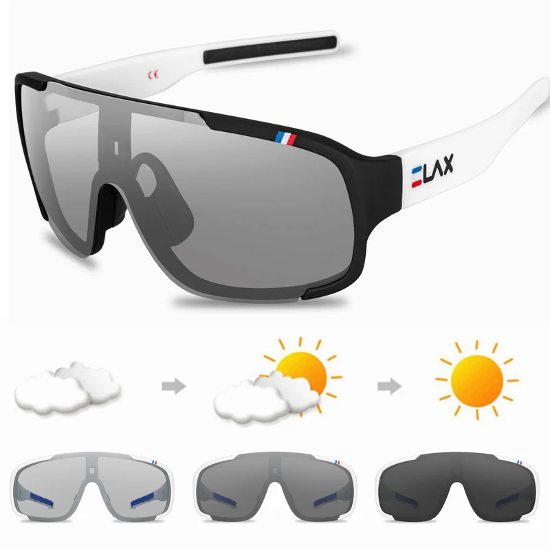 ELAX Polarisierte und photochrome Fahrradbrille Outdoor Angelbrille Sport Sonnenbrille Herren Damen MTB