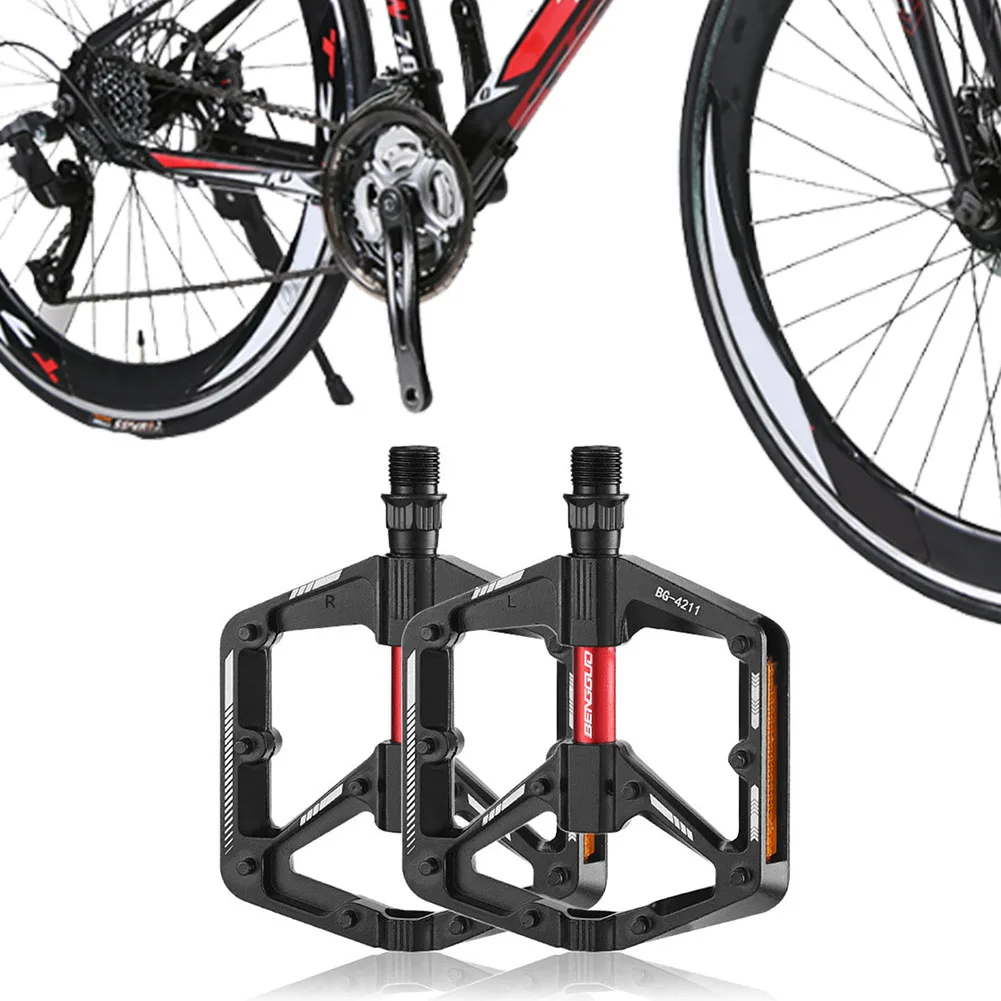 Doppel-DU-Lager MTB Fahrradpedale mit Reflektor, Aluminiumlegierung – Image 4