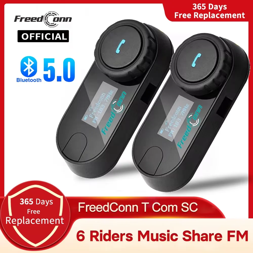 FreedConn TCom SC Bluetooth Motorradhelm-Headset Intercom 6-Wege Drahtloses Motorrad-Musik-Sharing Moto