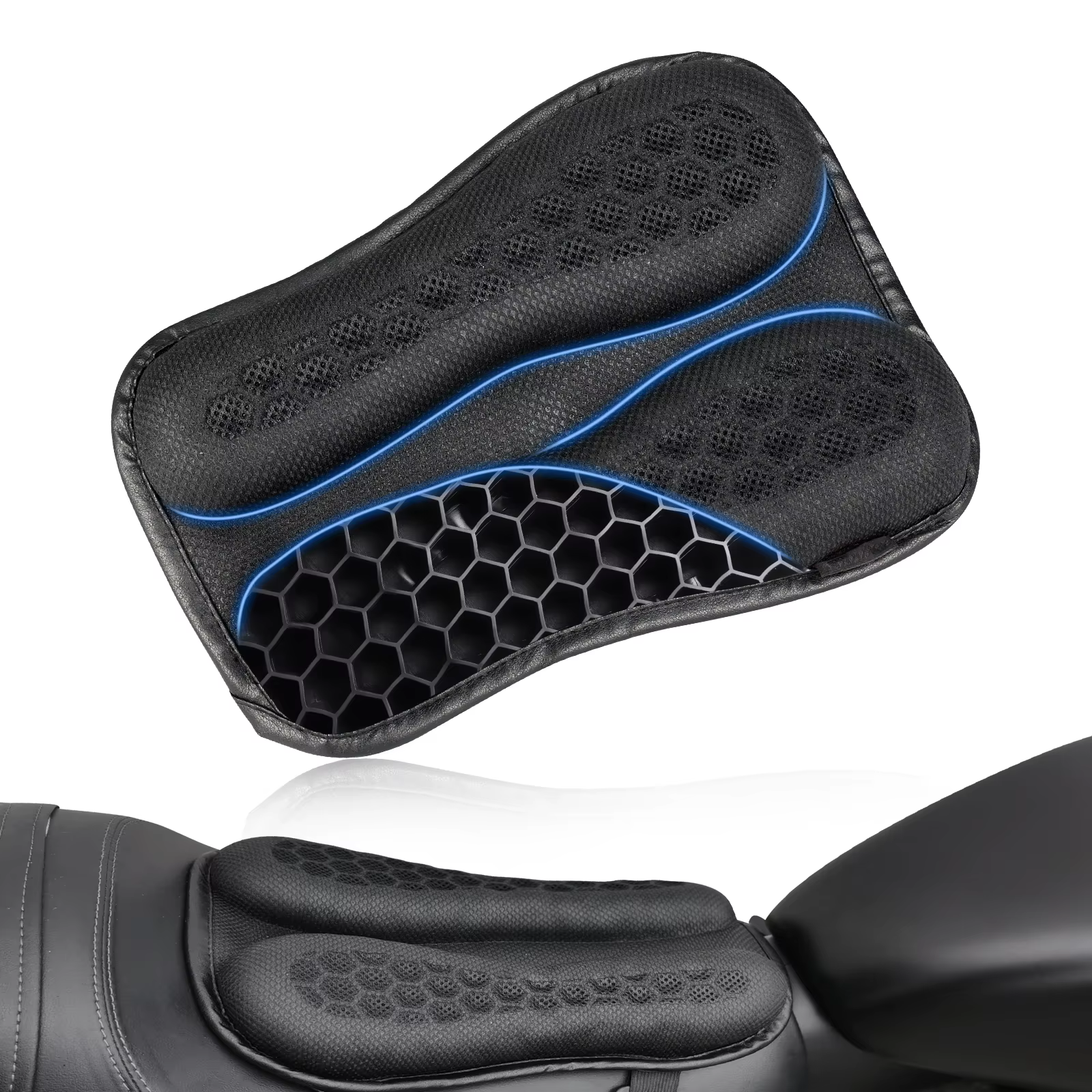 Motorrad Sitzkissen 3D Honeycomb Anti-slip Motorrad Gel Sitzkissen Moto Druckentlastung Fahrt Sitz Pad Moto