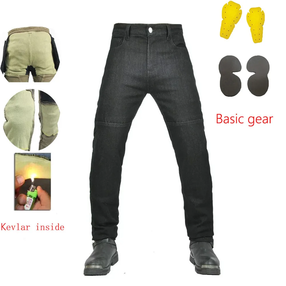 Motorrad-Jeanshose | Weiches elastisches Einlegezahnrad | Verschleißfeste, feuerfeste Kevlar-Schutzschicht