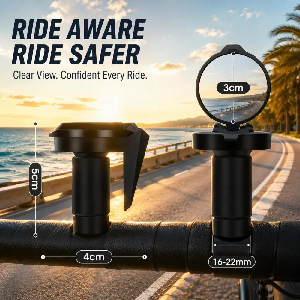 Fahrrad-Rückspiegel Lenker-Endspiegel HD-Spiegel 360° ° Drehbare – Bild 6