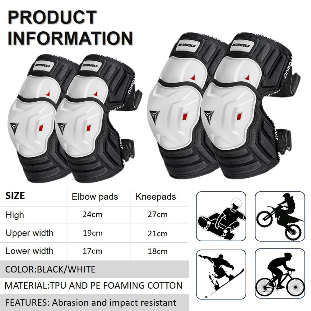 Knie Ellenbogen Schutz Pads Motorrad Motocross Skating (4 Stück) – Bild 3
