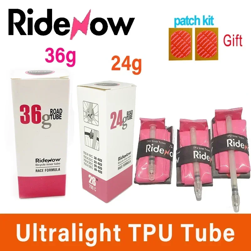 Ridenow Ultraleichter Fahrradschlauch 700 x 18 25 28 32 35 38C Rennrad-TPU-Schlauch 45 65 85 mm Länge