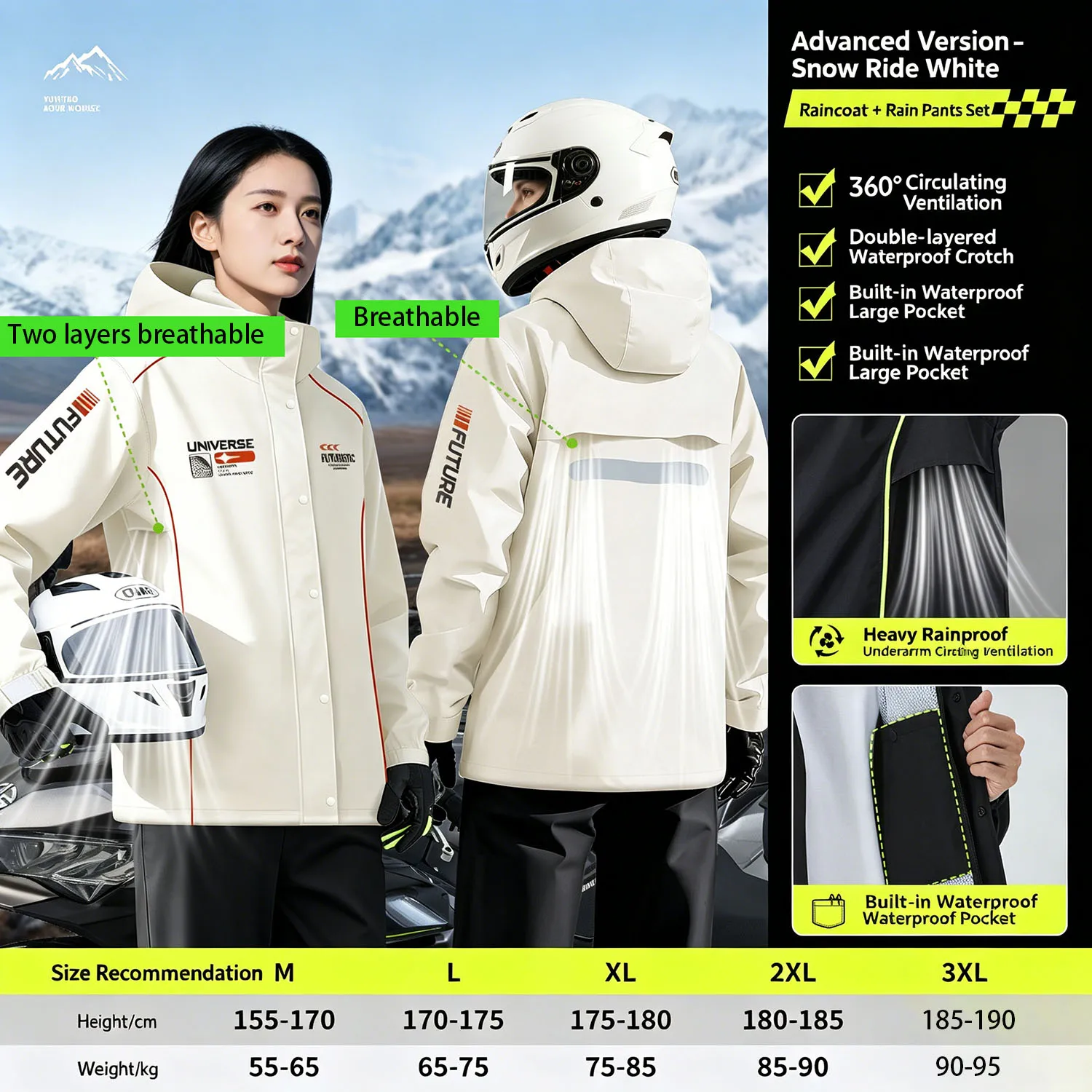 Motorrad-Regenanzug für Herren und Damen, Regenbekleidung, wasserdichter, schützender Regenmantel mit Hose
