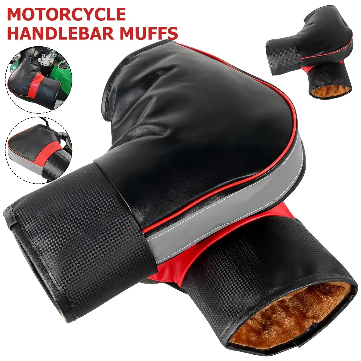 1 Paar Winterwarme Motorradhandschuhe, Lenkerhandschuhe, Schützende Motorrad- und Roller-Handgriffmanschetten