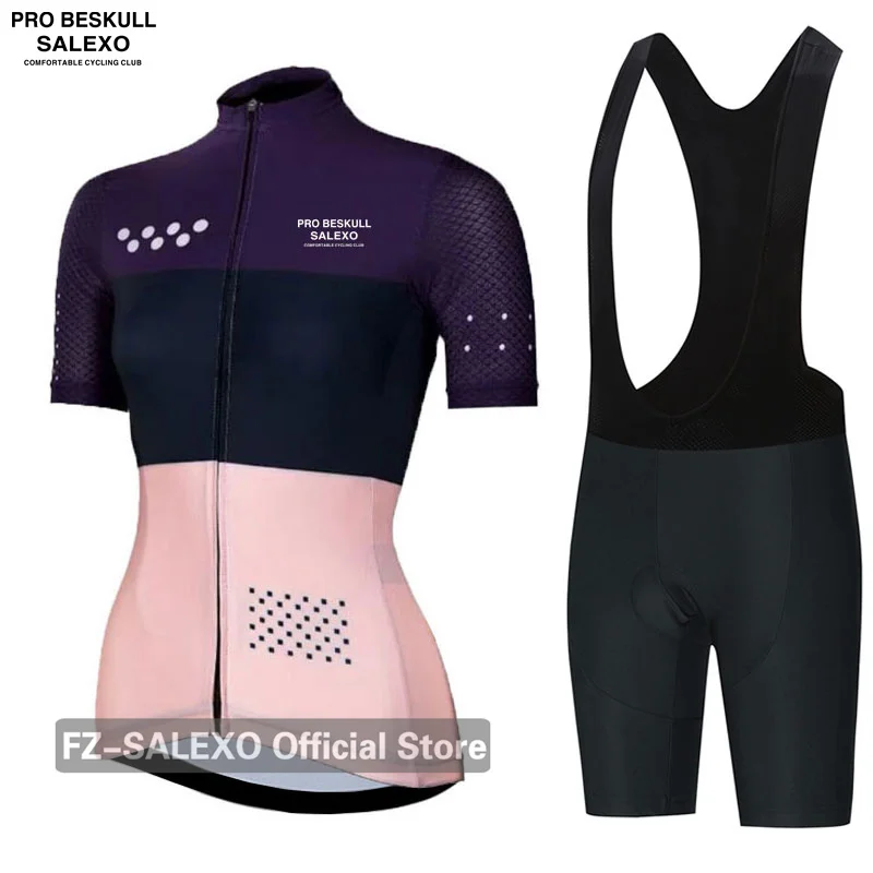Frauen Sommer Kurzarm Radfahren Jersey Set, Weibliche Atmungsaktive MTB Fahrrad Radfahren Kleidung
