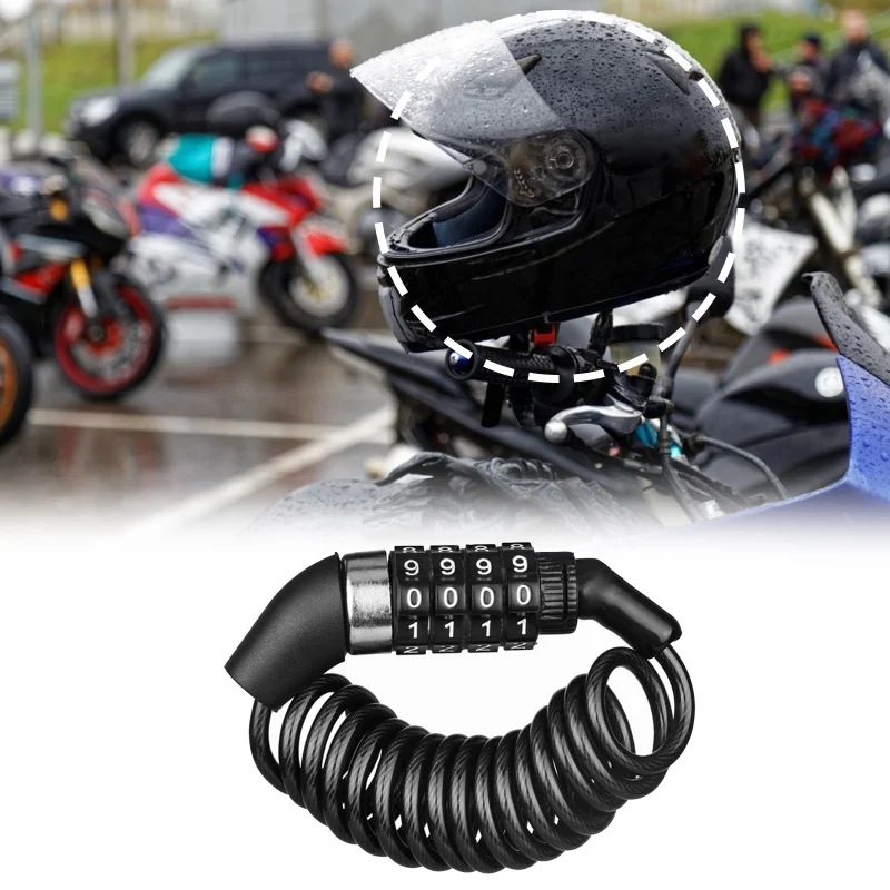 Motorrad Fahrrad Anti-Diebstahl Kette 4-stellige Passwort Kombination Helm Schloss Sicherheit Tragbare Kabel
