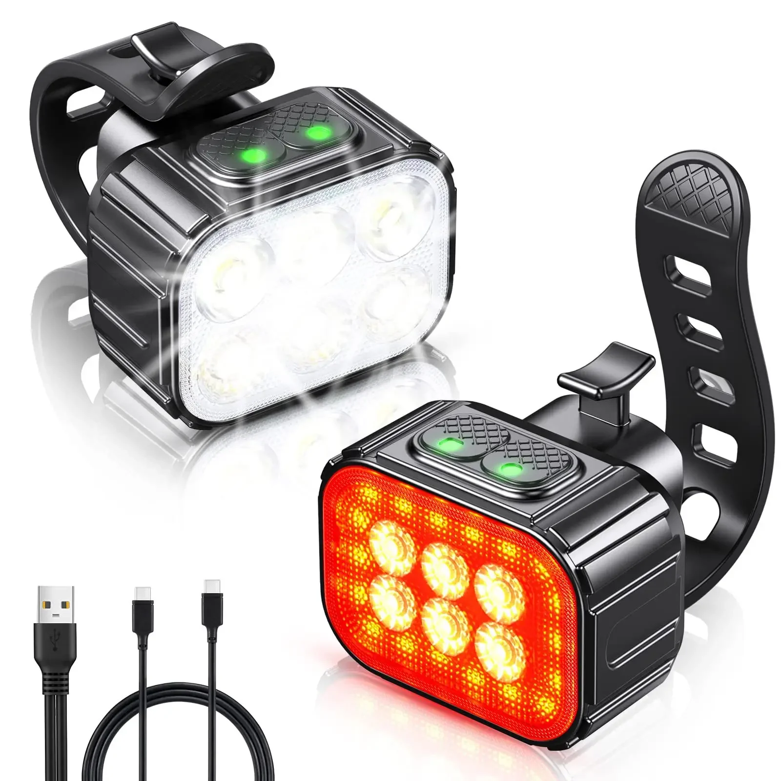Radfahren Fahrrad Vorne Hinten Licht Set Fahrrad USB Ladung Scheinwerfer Licht MTB Wasserdichte Rücklicht LED