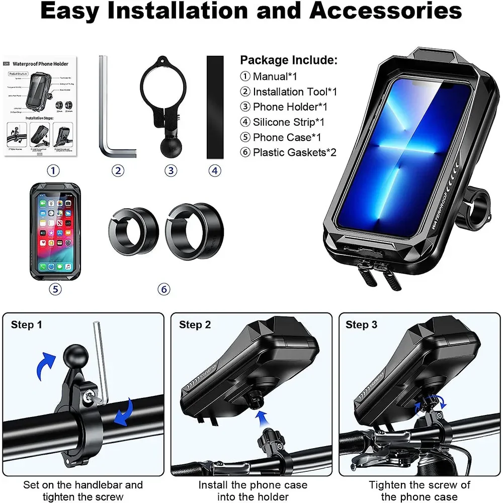 Wasserdichte Fahrrad Handy hülle Universal Motorrad Lenker Telefon – Image 5