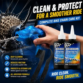 Fahrradketten-Reinigungsset Synthetisches Schmieröl 125ml Reinigungsbürste Waschwerkzeug Getriebeset für MTB