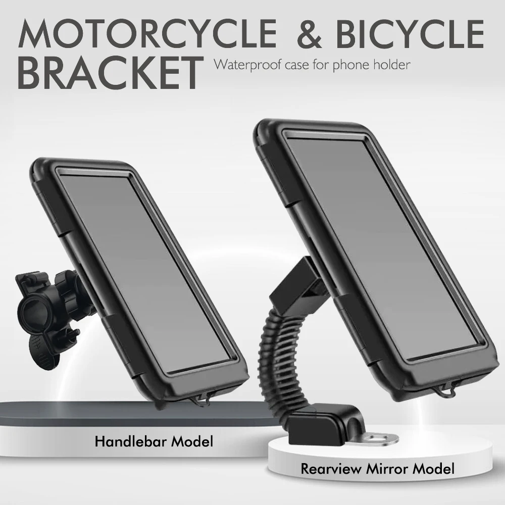 Wasserdichter Motorrad- und Fahrrad-Handyhalter für Lenker und Rückspiegel, Handy-Ständer mit Wasserdichter