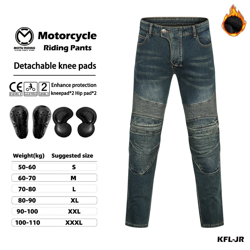 Kevlar-Motorradjeans für Herren und Damen, Fleece-Gefüttert, Verdickt – Image 5