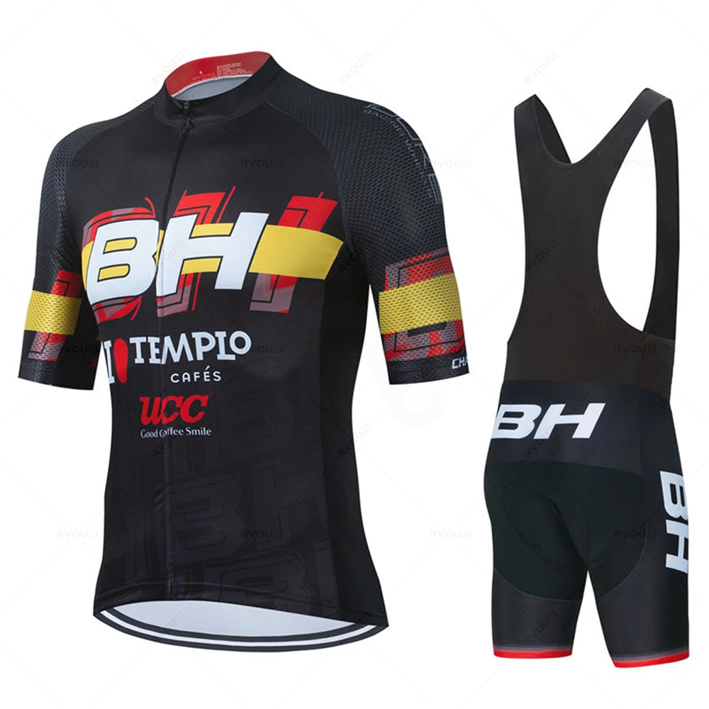 Radfahren Jersey Set Kurzarm für Männer Anti-Uv Bike Jersey Sets BH Pro Team Sommer Fahrrad Kleidung Maillot