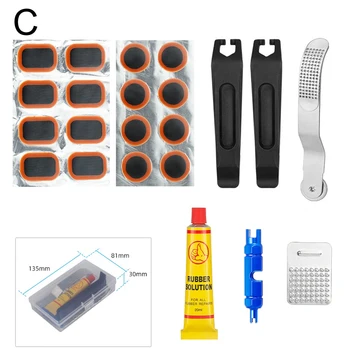 Reparatur von Fahrradreifen ItK - Pannenpflaster-Set mit Kleber und Werkzeugen (5 Versionen)