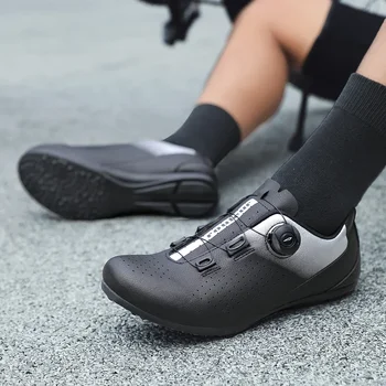 Radsport-Sneaker Herren Fahrradschuhe Damen Rennradschuhe Flache Schuhe mit Klicksystem Schnellverschluss