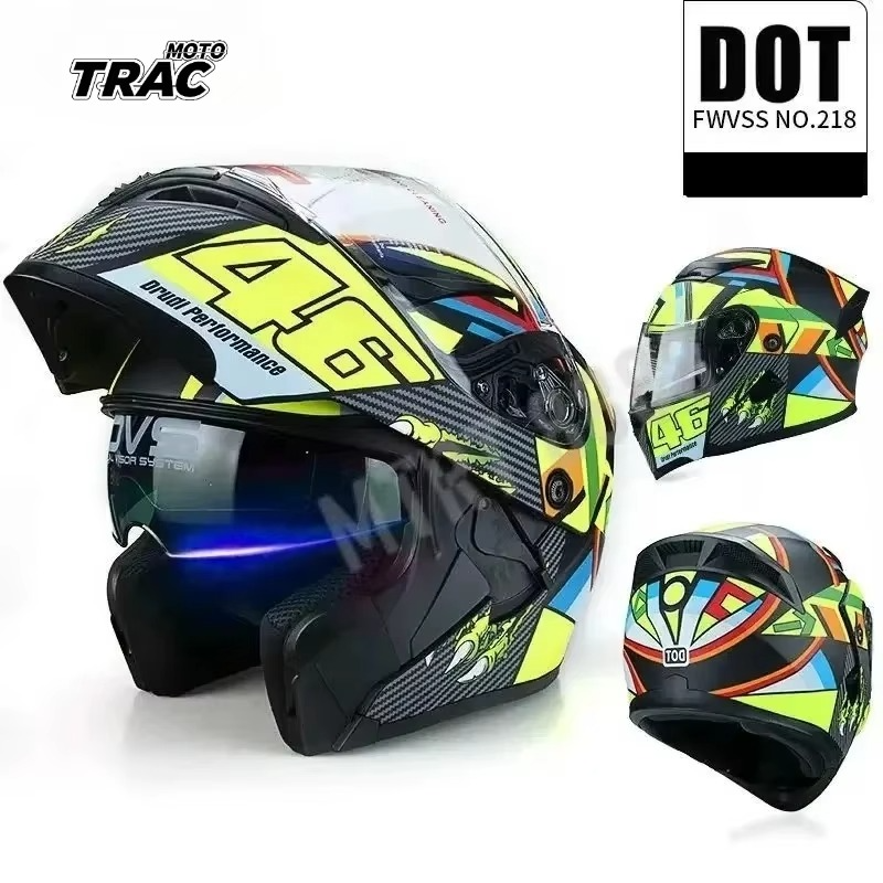 ECE DOT-zertifizierter Motorrad-Klapphelm, Motorradhelm mit Doppelvisier, Cross-Helm, Sicherheitshelm